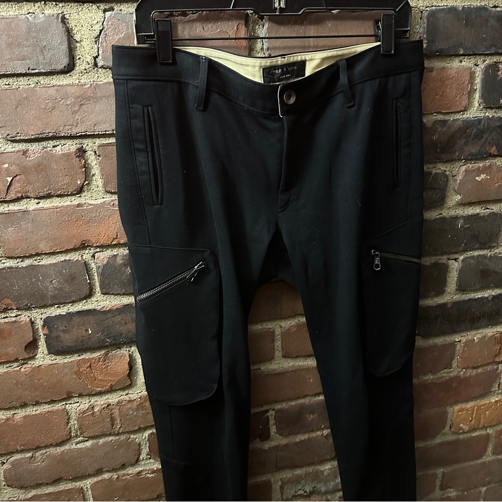 RAG & BONE | Black LIVERPOOL PANTS Sz 10 (34W X 28.5L) Mid Rise - Picture 2 of 7